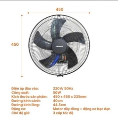 Quạt Treo Tường Công Nghiệp Nanoco Bạc Đạn Màu Đen NWF1670K 3 Chế Độ Gió