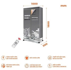 Tủ sấy quần áo có remnote và điều khiển cảm ứng Nanoco model NCD2024RC (Công suất 2000W, Sức chứa ≤ 30kg)
