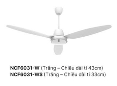 Quạt trần 3 cánh Nanoco DC NCF6031-Điều khiển từ xa