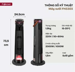 Quạt sưởi gốm điều khiển bằng giọng nói Fujihome FH3303