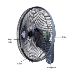 Quạt treo tường Tico MS 48W điều khiển từ xa màu  kem, xám đậm,  đỏ mận,  xanh.