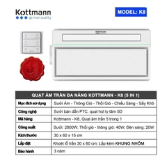 Quạt Sưởi Đa Năng Âm Trần Kottmann K8