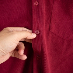 Sơ Mi Nhung Tăm Đỏ Burgundy AMANLAB