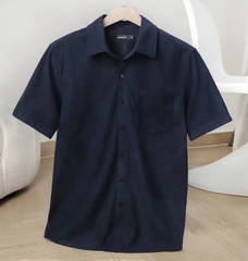 Sơ Mi Nhung Tăm Xanh Đen AMANLAB