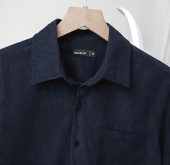 Sơ Mi Nhung Tăm Xanh Đen AMANLAB