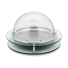 Khay Thức Ăn Buffet Thủy Tinh Tròn Đĩa Inox Nắp Kính B3001
