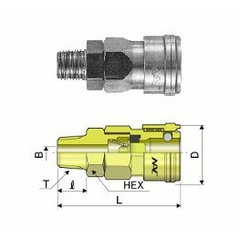Khớp nối đầu cái ren ngoài chất liệu đồng 22SM2