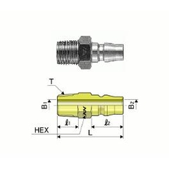 Khớp nối đầu đực ren ngoài chất liệu đồng 21PM2