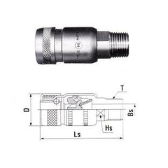 Khớp nối khí ga đầu cái ren ngoài 22SM