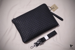 Clutch mỏng to da đan