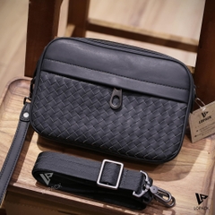 Clutch kiêm túi đeo chéo da đan