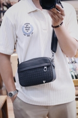 Clutch kiêm túi đeo chéo da đan