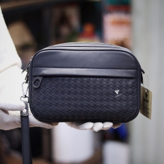 Clutch kiêm túi đeo chéo da đan
