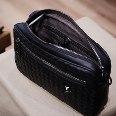 Clutch kiêm túi đeo chéo da đan