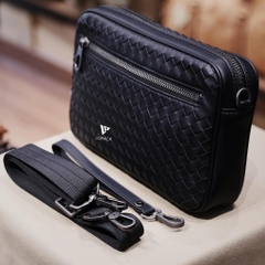 Clutch kiêm túi đeo chéo da đan