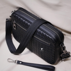 Clutch kiêm túi đeo chéo da đan