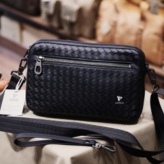 Clutch kiêm túi đeo chéo da đan