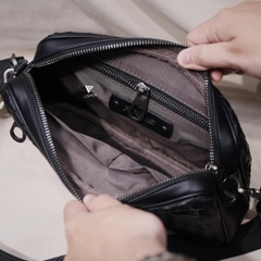 Clutch kiêm túi đeo chéo da đan