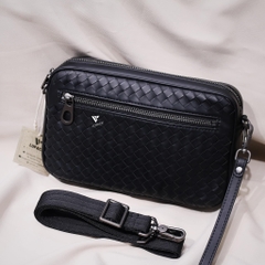 Clutch kiêm túi đeo chéo da đan