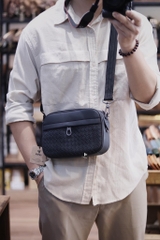 Clutch kiêm túi đeo chéo da đan