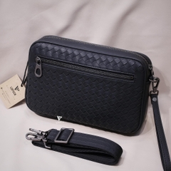 Clutch kiêm túi đeo chéo da đan