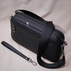 Clutch kiêm túi đeo chéo da đan