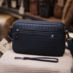 Clutch kiêm túi đeo chéo da đan