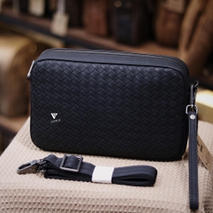 Clutch kiêm túi đeo chéo da đan