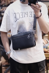 Clutch kiêm túi đeo chéo da đan