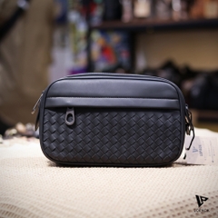 Clutch kiêm túi đeo chéo da đan