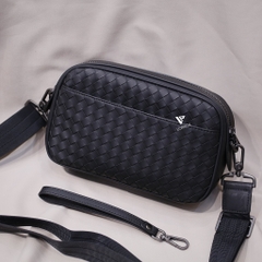 Clutch kiêm túi đeo chéo da đan