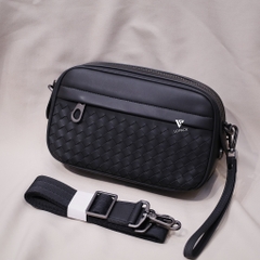 Clutch kiêm túi đeo chéo da đan
