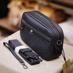 Clutch kiêm túi đeo chéo da đan