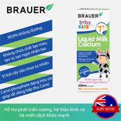 Thực phẩm bổ sung Canxi dạng sữa Brauer Baby Kids 200ml cho bé từ 7 tháng tuổi