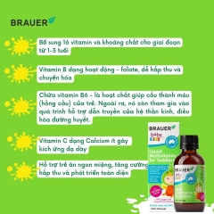 Vitamin tổng hợp cho bé từ 1 - 3 tuổi Brauer Baby Kids Liquid Multivitamin for Toddlers 100ml dạng nước 100ml