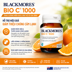 Bổ sung  vitamin c blackmores bio c 1000mg 31 viên tăng sức đề kháng, hệ miễn dịch, trắng sáng da