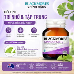 Viên uống bổ não blackmores gingkoforte 40 viên - giảm tình trạng lo lắng căng thẳng và suy giảm trí nhớ