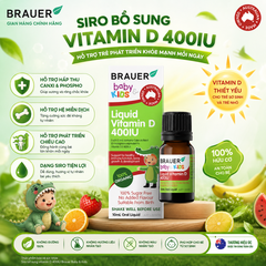 Siro bổ sung Vitamin D 400IU từ thực vật hữu cơ Brauer Baby Kids Liquid 10ml dành cho trẻ sơ sinh trở lên