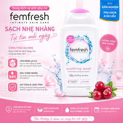 Dung dịch vệ sinh phụ nữ dịu nhẹ Femfresh Soothing Wash bổ sung lợi khuẩn 250ml