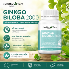 Bổ não ginkgo bibola 2000mg Healthy Care hỗ trợ tuần hoàn máu não hộp 100 viên