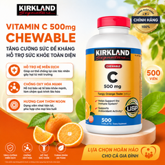 Viên nhai Vitamin C Kirkland Signature 500mg hỗ trợ làm đẹp da, tăng đề kháng 500 viên