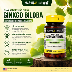 Mason Natural Ginkgo Biloba – Hỗ trợ tăng cường sức khỏe não bộ, cải thiện trí nhớ 60 viên