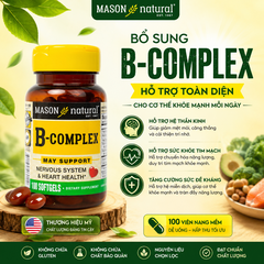 Mason Natural B-Complex 100 vên bổ sung vitamin nhóm B hỗ trợ sức khoẻ hệ thần kinh