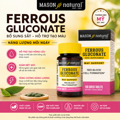 Mason Natural Ferrous Gluconate 100 viên – Sản phẩm bổ sung sắt hữu cơ