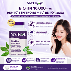 Hỗ trợ mọc tóc và chống rụng tóc natrol biotin beauty maximum strength 10000mcg100 viên
