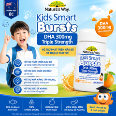Nature's Way Kids Smart Bursts DHA 300mg Triple Strength - Bổ sung DHA, hỗ trợ tốt cho não bộ và mắt 50 viên