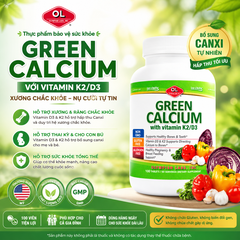Bổ sung canxi hữu cơ cho cơ thể Olympian Labs Green Calcium with Vitamin K2/D3 hộp 100 viên