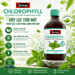 Nước diệp lục Swisse Chlorophyll thanh lọc cơ thể nhập khẩu Úc 500ml (Xanh)