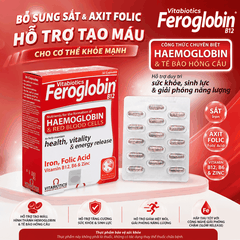 TPBVSK Vitabiotics Feroglobin B12 Haemoglobin Hộp 30 Viên Hỗ Trợ tăng khả năng tạo máu, bổ sung sắt