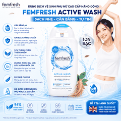 Dung dịch vệ sinh phụ nữ cao cấp năng động Femfresh Active Wash 250ml